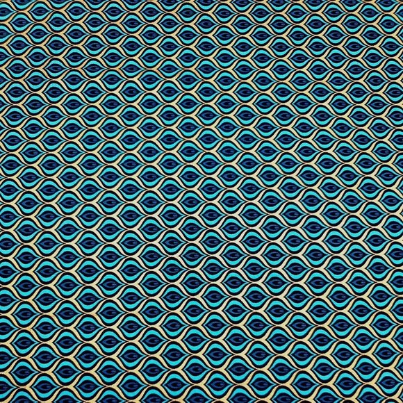 Golden Eye Peacock Teal Fat Quarter Fabric Square 100% Cotton 18" x 21" Minimum - Picture 2 of 7